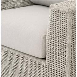 Alaina Coastal Beach Grey Woven Rope Aluminum Outdoor Swivel Rocker Arm Chair|