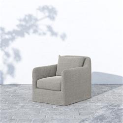 Cassandra Modern Ash Grey Cushion Slipcovered Outdoor Swivel Arm Chair|