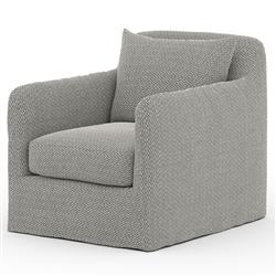 Cassandra Modern Ash Grey Cushion Slipcovered Outdoor Swivel Arm Chair|