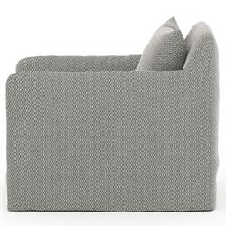 Cassandra Modern Ash Grey Cushion Slipcovered Outdoor Swivel Arm Chair|