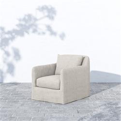Cassandra Modern Stone Grey Cushion Slipcovered Outdoor Swivel Arm Chair|
