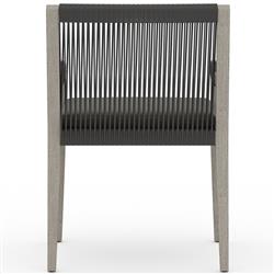 Cheryl Modern Black Cushion Woven Grey Teak Outdoor Dining Arm Chair|