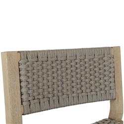 Dion Coastal Beach Light Grey Woven Rope Washed Natural Teak Outdoor Counter Stool|