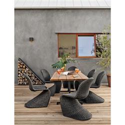 Ivanna Coastal Beach Black Woven Wicker Outdoor Dining Chair|