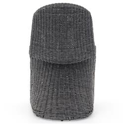 Ivanna Coastal Beach Black Woven Wicker Outdoor Dining Chair|