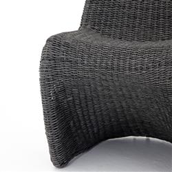 Ivanna Coastal Beach Black Woven Wicker Outdoor Dining Chair|
