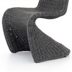 Ivanna Coastal Beach Black Woven Wicker Outdoor Dining Chair|