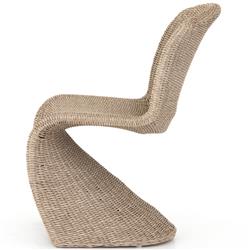 Ivanna Modern Classic Beige Woven Wicker Outdoor Dining Side Chair|