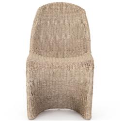 Ivanna Modern Classic Beige Woven Wicker Outdoor Dining Side Chair|