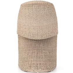 Ivanna Modern Classic Beige Woven Wicker Outdoor Dining Side Chair|