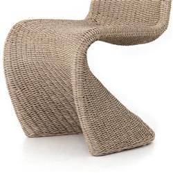 Ivanna Modern Classic Beige Woven Wicker Outdoor Dining Side Chair|