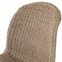 Ivanna Modern Classic Beige Woven Wicker Outdoor Dining Side Chair|