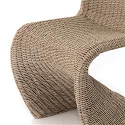 Ivanna Modern Classic Beige Woven Wicker Outdoor Dining Side Chair|
