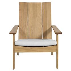 Ashland Modern Natural Teak White Cushion Outdoor Adirondack Chair|