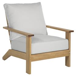 Ashland Modern White Cushion Natural Teak Outdoor Lounge Chair|