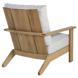 Ashland Modern White Cushion Natural Teak Outdoor Lounge Chair|