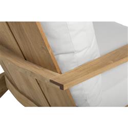 Ashland Modern White Cushion Natural Teak Outdoor Lounge Chair|