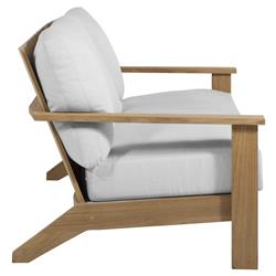 Ashland Modern White Cushion Natural Teak Outdoor Sofa - 73.13"|