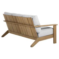 Ashland Modern White Cushion Natural Teak Outdoor Sofa - 73.13"|
