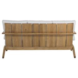 Ashland Modern White Cushion Natural Teak Outdoor Sofa - 73.13"|