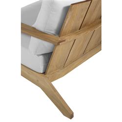 Ashland Modern White Cushion Natural Teak Outdoor Sofa - 73.13"|