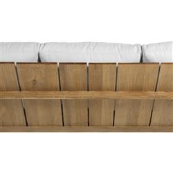 Ashland Modern White Cushion Natural Teak Outdoor Sofa - 73.13"|