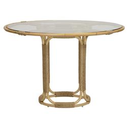 Rina Coastal Beach Natural Rattan Glass Dining Table - 47"|