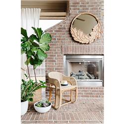 Rina Ellen Coastal Brown Rush Rattan Frame Dining Arm Chair|