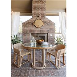 Rina Ellen Coastal Brown Rush Rattan Frame Dining Arm Chair|