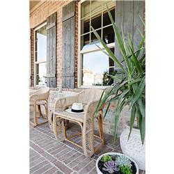 Rina Ellen Coastal Brown Rush Rattan Frame Dining Arm Chair|