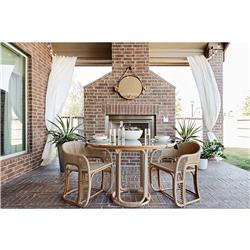 Rina Ellen Coastal Brown Rush Rattan Frame Dining Arm Chair|