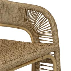 Rina Ellen Coastal Brown Rush Rattan Frame Dining Arm Chair|