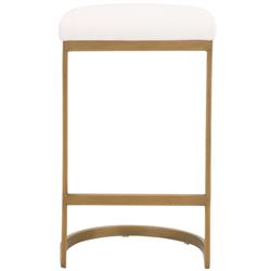 Eleanor Hollywood Regency White Performance Brushed Gold Frame Counter Stool|