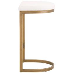 Eleanor Hollywood Regency White Performance Brushed Gold Frame Counter Stool|