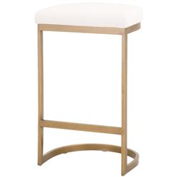 Eleanor Hollywood Regency White Performance Brushed Gold Frame Counter Stool|