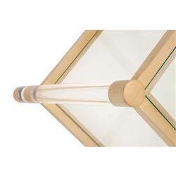 Rowan Modern Classic Glass Top Clear Acrylic Gold Metal Frame Side End Table|