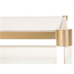 Rowan Modern Classic Glass Top Clear Acrylic Gold Metal Frame Rectangular Coffee Table|