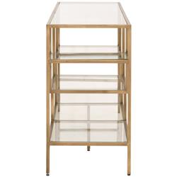Ava Modern Classic Glass Brass Console Bookcase|