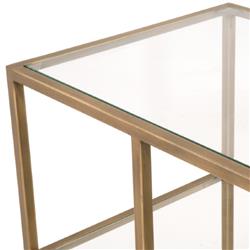 Ava Modern Classic Glass Brass Console Bookcase|