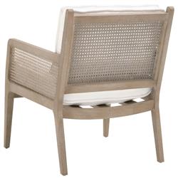 Elias Coastal Beach White Performance Grey Oak Frame Woven Rattan Arm Chair|