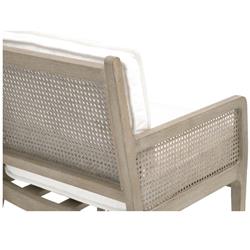 Elias Coastal Beach White Performance Grey Oak Frame Woven Rattan Arm Chair|