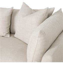 Nathan Modern Classic Beige Slipcovered Espresso Birch Wood Sofa|