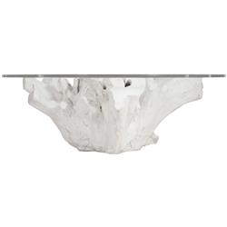 Sylvia Coastal Beach White Tree Stump Round Coffee Table|