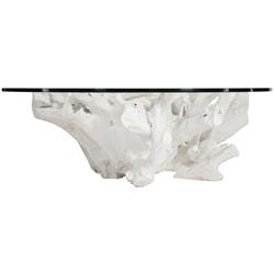 Sylvia Coastal Beach White Tree Stump Round Coffee Table|