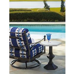 Pavlova French Ivory Stone Top Metal Hexagonal Outdoor Side Table|