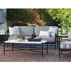 Pavlova French Ivory Stone Top Metal Outdoor Coffee Table|