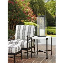 Pavlova French Ivory Stone Top Metal Rectangular Outdoor End Table|
