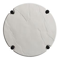 Pavlova French Ivory Stone Top Metal Round Outdoor End Table|