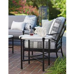 Pavlova French Ivory Stone Top Metal Round Outdoor End Table|