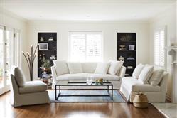 Cisco Home Seda Coastal Style Denim White Cotton Slip Cover Sofa - Small - 84"W|